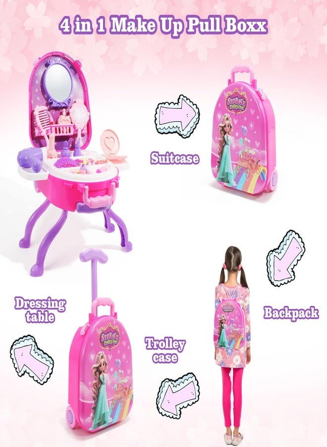 Plintone 4 in 1 Girls Vanity Set Dress Up Toy Vanities 40 PCS Toddler Vanity with Fashion Accessories, Pretend Makeup for Toddlers 3-5, Play Makeup for Girls 3-7 Best Birthday Christmas Festival Gift - Image 2